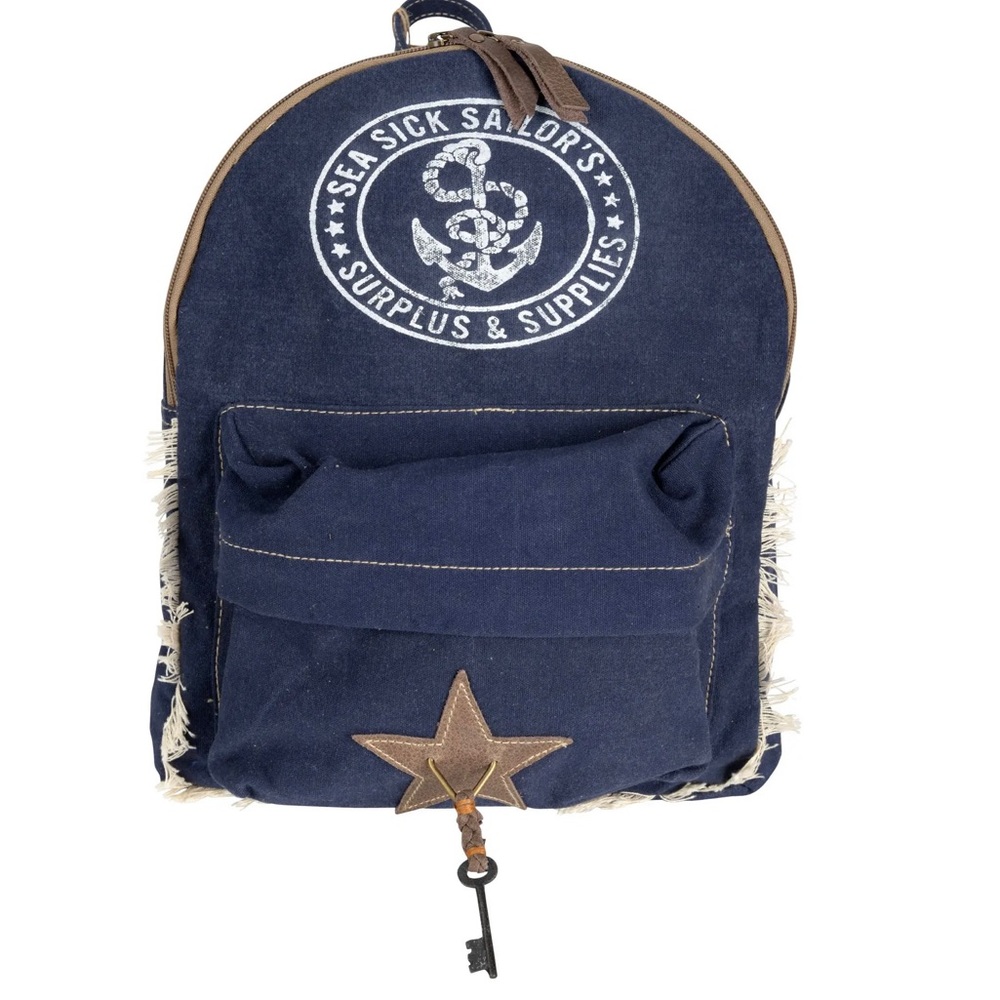 Sea Sick Sailor Up-Cycled Canvas Backpack BRAND NEW